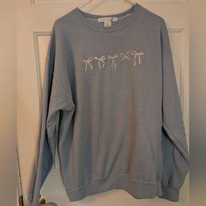 Altar'd State Light Blue Crewneck Sweatshirt With Bows